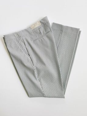 Chico's Women's So Slimming Pants Sz 2R US 12R White Blue Pinstripe Straight Leg
